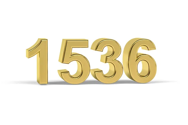 黄金の3D番号1536 白地に孤立した1536年 3Dレンダリング — ストック写真