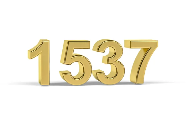 Golden Number 1537 Year 1537 Isolated White Background Render — Stock Photo, Image