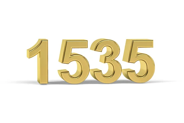 Golden Numero 1535 Anno 1535 Isolato Sfondo Bianco Rendering — Foto Stock