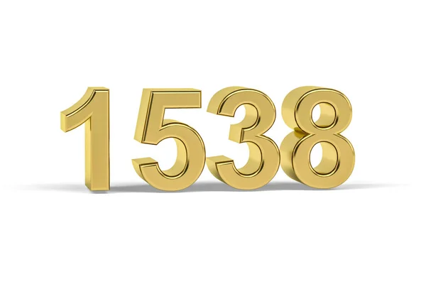 Golden Number 1538 Anno 1538 Isolato Sfondo Bianco Rendering — Foto Stock