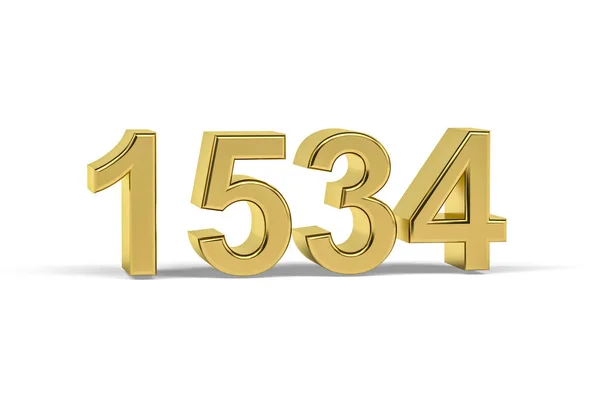 Número Dourado 1534 Ano 1534 Isolado Fundo Branco Renderização — Fotografia de Stock