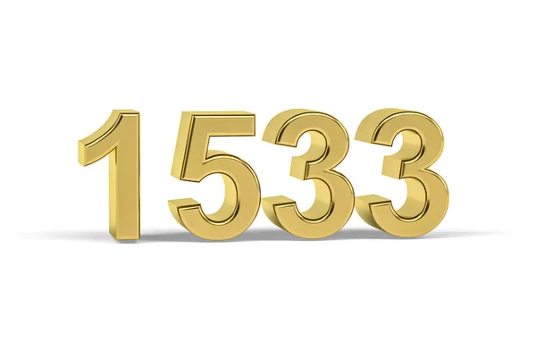 Goldene Zahl 1533 Jahreszahl 1533 Isoliert Auf Weißem Hintergrund Renderer — Stockfoto