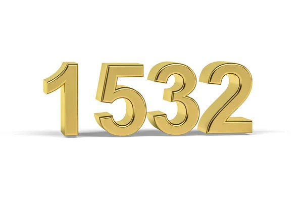 Golden Number 1532 Anno 1532 Isolato Sfondo Bianco Rendering — Foto Stock