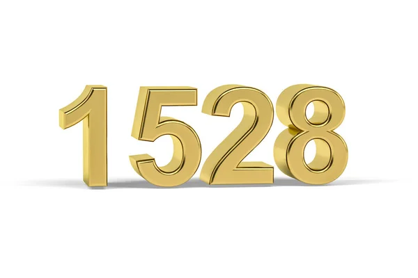Golden Number 1528 Year 1528 Isolated White Background Render — Stock Photo, Image