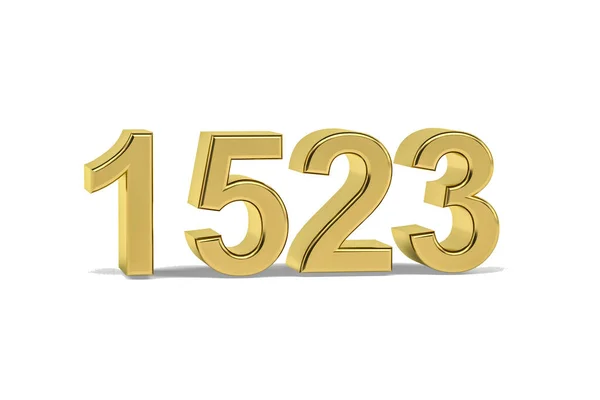 Золотое Трехмерное Число 1523 Год 1523 Изолирован Белом Фоне Трехмерное — стоковое фото