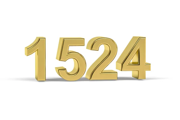 Golden Number 1524 Anno 1524 Isolato Sfondo Bianco Rendering — Foto Stock