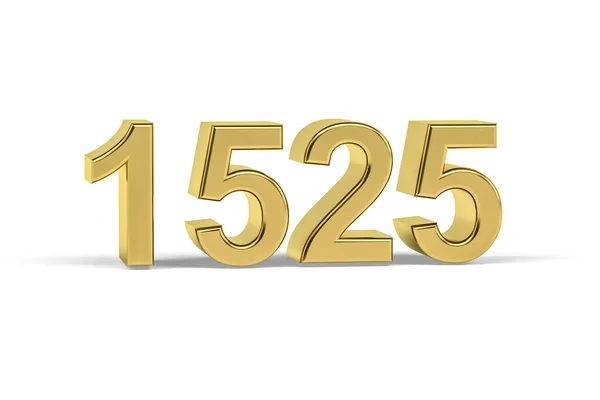 Golden Number 1525 Anno 1525 Isolato Sfondo Bianco Rendering — Foto Stock