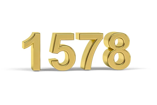 黄金の3D番号1578 白い背景に隔離された1578年 3Dレンダリング — ストック写真