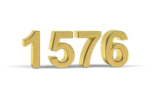 Goldene Zahl 1576 Baujahr 1576 Isoliert Auf Weißem Hintergrund Renderer — Stockfoto