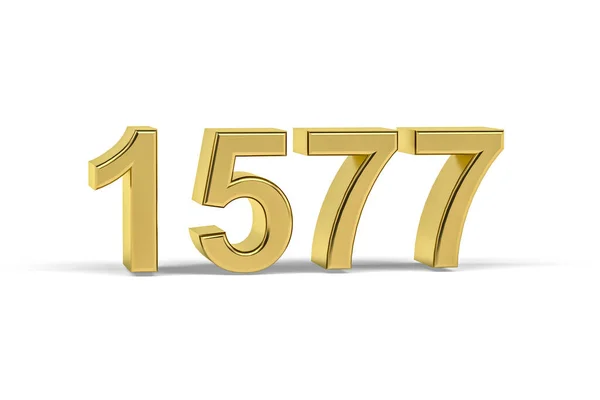 Goldene Zahl 1577 Jahreszahl 1577 Isoliert Auf Weißem Hintergrund Renderer — Stockfoto