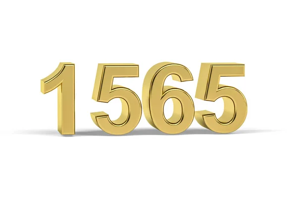 Goldene Zahl 1565 Jahreszahl 1565 Isoliert Auf Weißem Hintergrund Renderer — Stockfoto