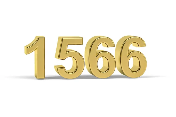 Número Dourado 1566 Ano 1566 Isolado Fundo Branco Renderização — Fotografia de Stock