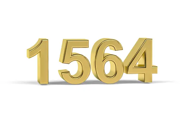 Golden Number 1564 Year 1564 Isolated White Background Render — Stock Photo, Image