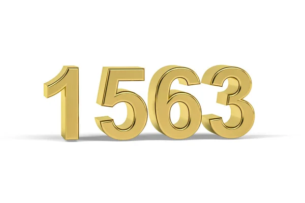 Золотое Трехмерное Число 1563 Год 1563 Изолирован Белом Фоне Трехмерное — стоковое фото