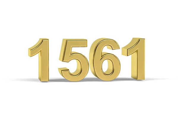 Golden Numero 1561 Anno 1561 Isolato Sfondo Bianco Rendering — Foto Stock