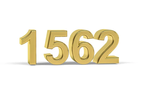 Golden Number 1562 Anno 1562 Isolato Sfondo Bianco Rendering — Foto Stock