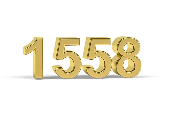 黄金の3D番号1558 白い背景に孤立年1558 3Dレンダリング — ストック写真