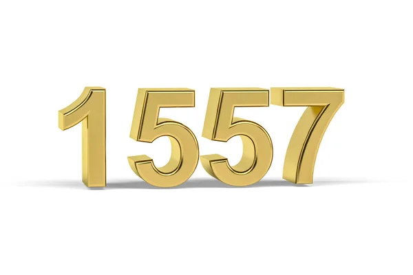 Золотое Трехмерное Число 1557 Год 1557 Изолирован Белом Фоне Трехмерное — стоковое фото