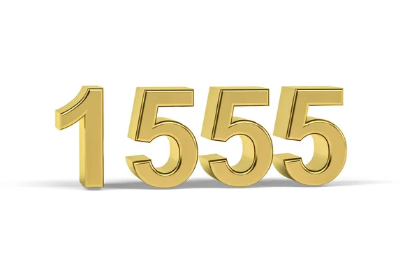 Golden Number 1555 Anno 1555 Isolato Sfondo Bianco Rendering — Foto Stock