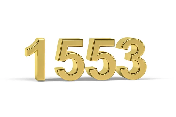 Золотое Трехмерное Число 1553 Год 1553 Изолирован Белом Фоне Трехмерное — стоковое фото