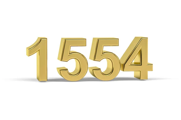 Golden Number 1554 Anno 1554 Isolato Sfondo Bianco Rendering — Foto Stock