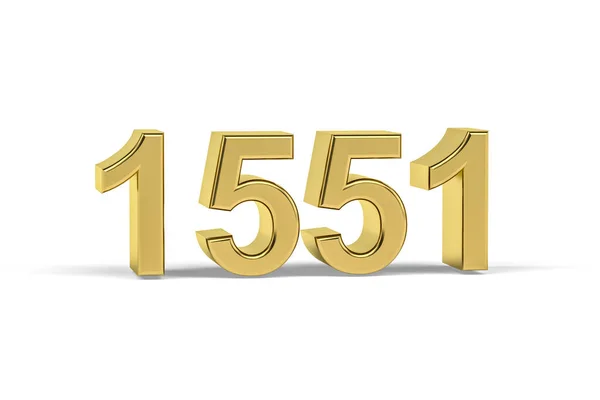 Golden Number 1551 Anno 1551 Isolato Sfondo Bianco Rendering — Foto Stock