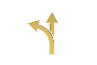 Beyaz arkaplanda izole edilmiş altın 3d yol işareti - 3d oluşturma