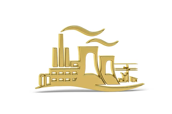 Goldenes Kraftwerkssymbol Isoliert Auf Weißem Hintergrund Renderer — Stockfoto