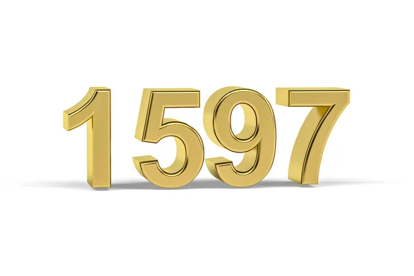 Χρυσός Αριθμός 1597 Έτος 1597 Απομονώνονται Λευκό Φόντο Καθιστούν — Φωτογραφία Αρχείου