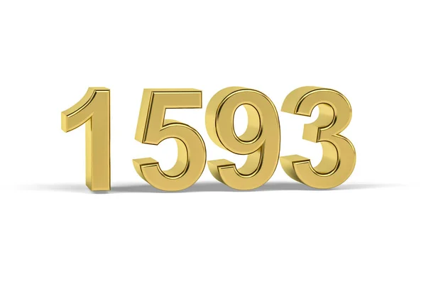 黄金の3D番号1593 白の背景に隔離された年1593 3Dレンダリング — ストック写真