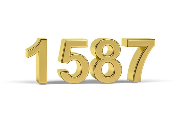 Golden Numero 1587 Anno 1587 Isolato Sfondo Bianco Rendering — Foto Stock
