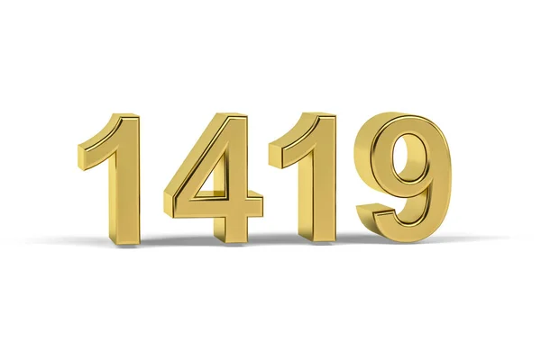 Golden Numero 1419 Anno 1419 Isolato Sfondo Bianco Rendering — Foto Stock