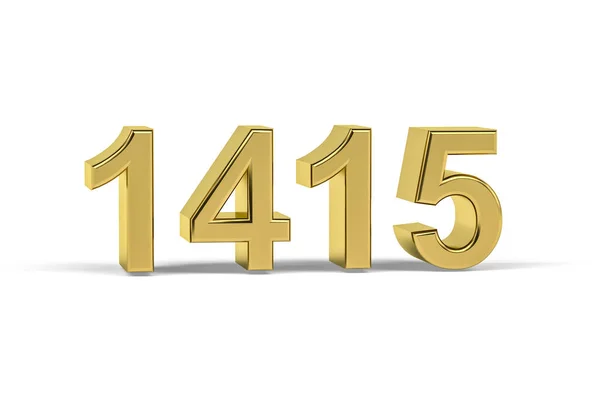 Gyllene Nummer 1415 1415 Isolerad Vit Bakgrund Render — Stockfoto
