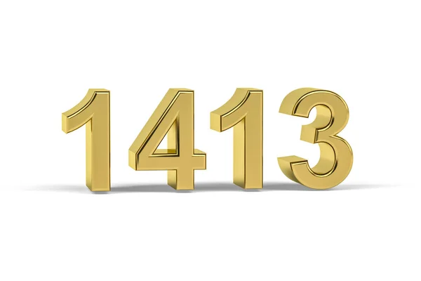 Golden Number 1413 Year 1413 Isolated White Background Render — Stock Photo, Image