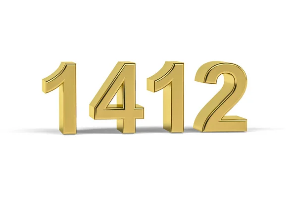 Golden Number 1412 Year 1412 Isolated White Background Render — Stock Photo, Image