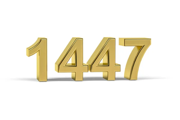 Золотое Трехмерное Число 1447 Год 1447 Изолирован Белом Фоне Трехмерное — стоковое фото