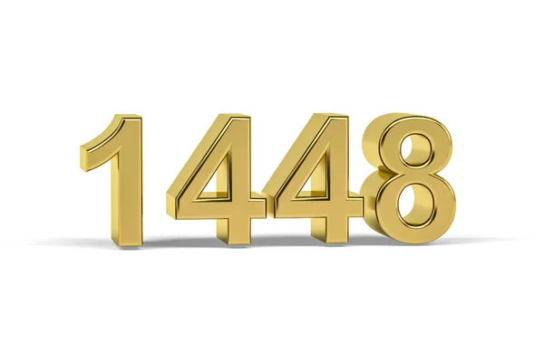 黄金の3D番号1448 白を背景に1448年 3Dレンダリング — ストック写真