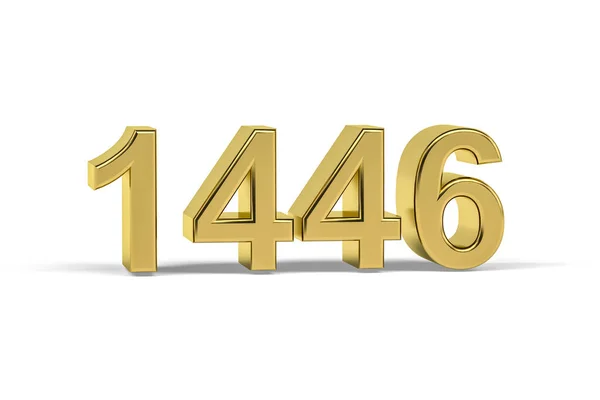 Golden Number 1446 Year 1446 Isolated White Background Render — Stock Photo, Image