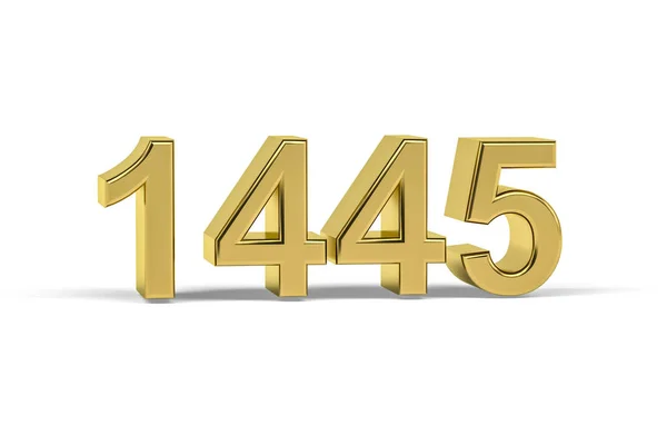 Golden Number 1445 Anno 1445 Isolato Sfondo Bianco Rendering — Foto Stock