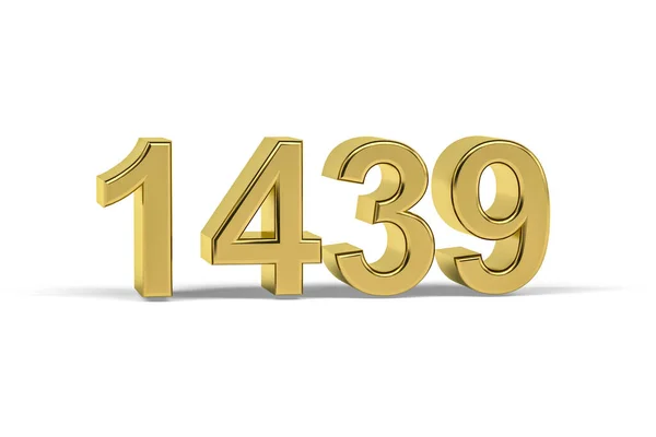 Golden Number 1439 Anno 1439 Isolato Sfondo Bianco Rendering — Foto Stock