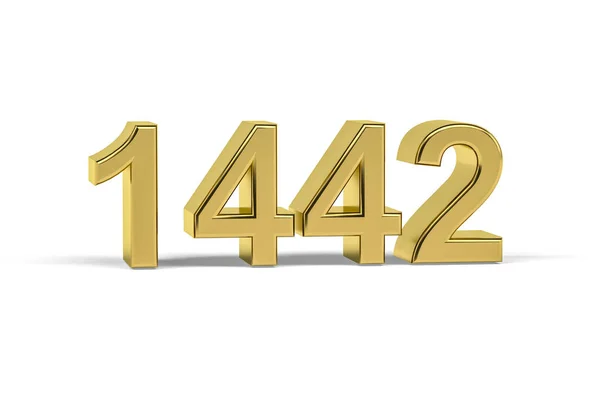 Golden Number 1442 Year 1442 Isolated White Background Render — Stock Photo, Image