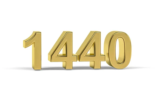 Golden Number 1440 Anno 1440 Isolato Sfondo Bianco Rendering — Foto Stock