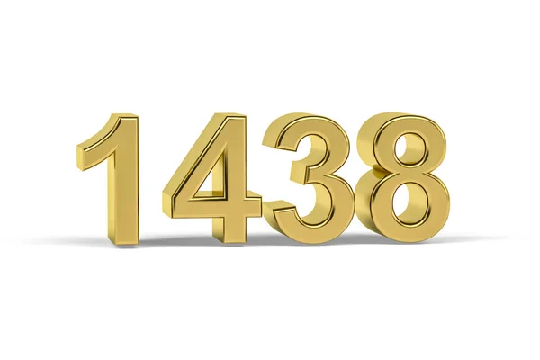 黄金の3D番号1438 白を背景に1438年 3Dレンダリング — ストック写真