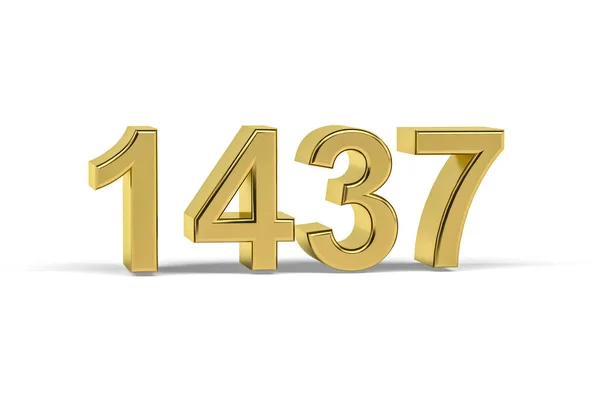 Número Dourado 1437 Ano 1437 Isolado Fundo Branco Renderização — Fotografia de Stock