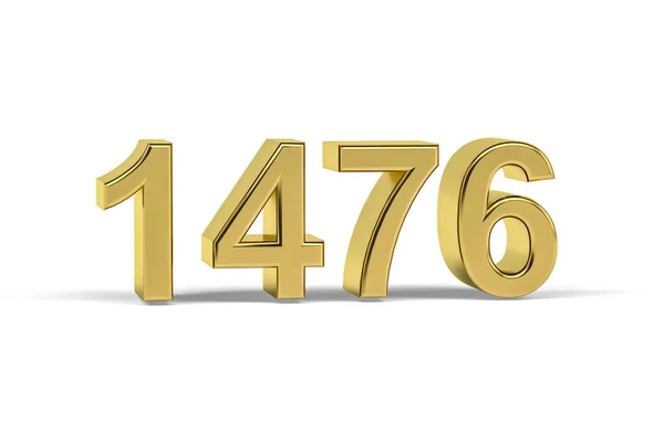 黄金の3D番号1476 白を背景に1476年 3Dレンダリング — ストック写真