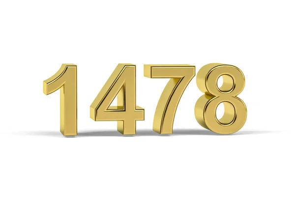 Golden Number 1478 Year 1478 Isolated White Background Render — Stock Photo, Image