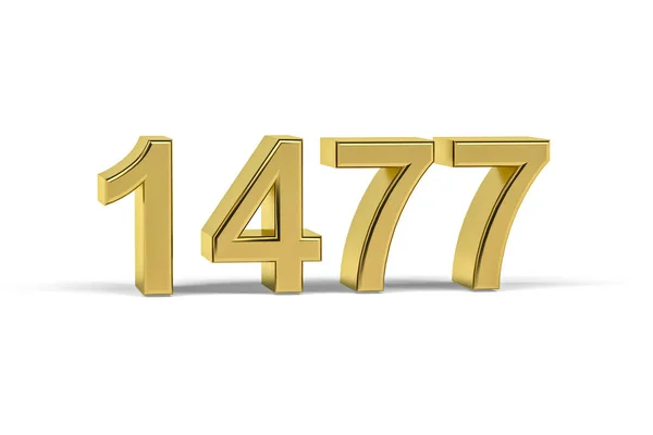 ゴールデン3D番号1477 白を背景に1477年 3Dレンダリング — ストック写真