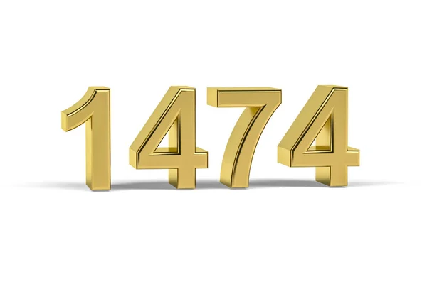 Golden Number 1474 Anno 1474 Isolato Sfondo Bianco Rendering — Foto Stock
