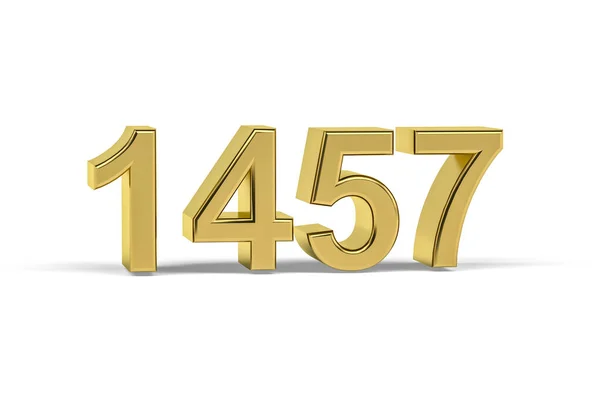 Золотое Трехмерное Число 1457 Год 1457 Изолирован Белом Фоне Трехмерное — стоковое фото