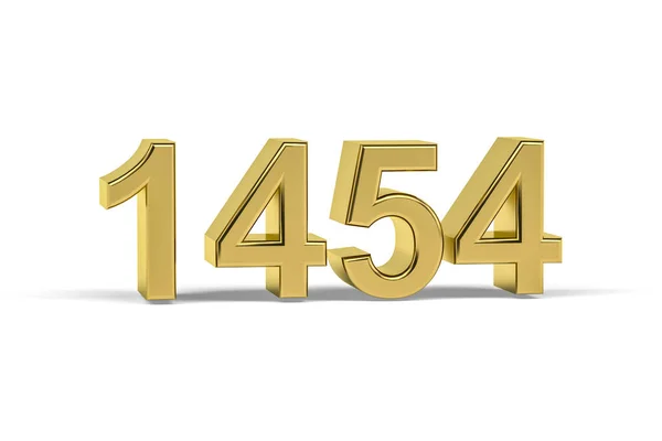 Golden Number 1454 Anno 1454 Isolato Sfondo Bianco Rendering — Foto Stock
